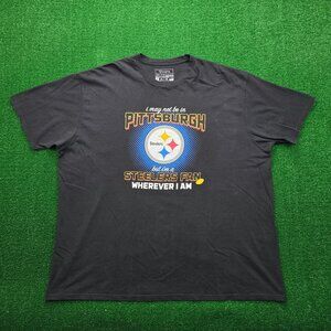Pittsburgh Steelers Tshirt Mens 3XL Black NFL Football Steeler Fan Wherever I Am